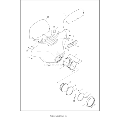 WINDSHIELD, FAIRING AND HEADLAMP