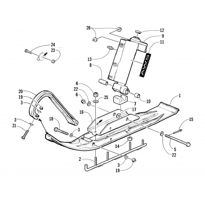 SKI AND SPINDLE ASSEMBLY