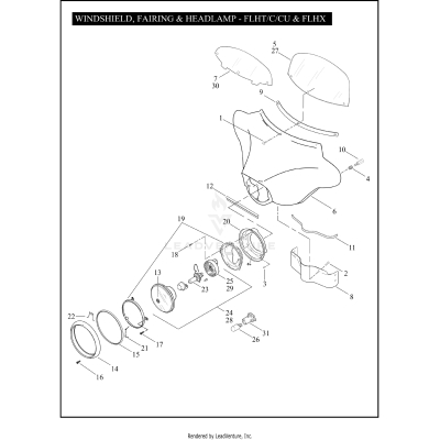 WINDSHIELD, FAIRING & HEADLAMP - FLHT/C/CU & FLHX