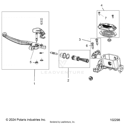 BRAKES, FRONT BRAKE LEVER and MASTER CYLINDER - A25SJE57CP/EP (102298)