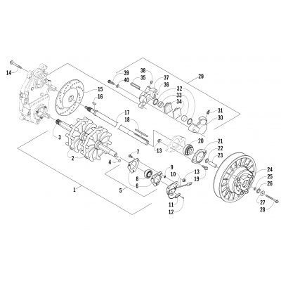 DRIVE TRAIN SHAFTS AND BRAKE ASSEMBLIES