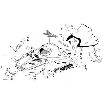 HOOD AND WINDSHIELD ASSEMBLY