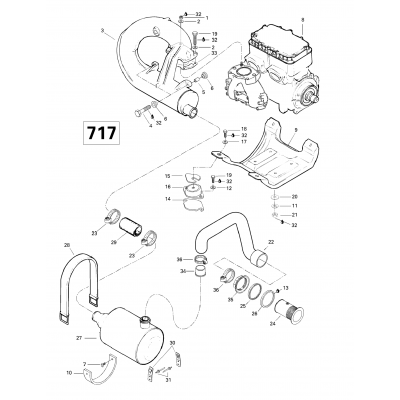 Engine Support And Muffler (717)