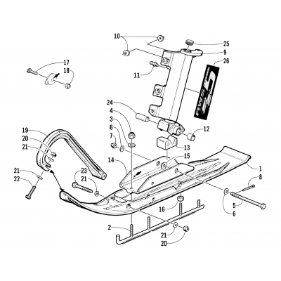 SKI AND SPINDLE ASSEMBLY