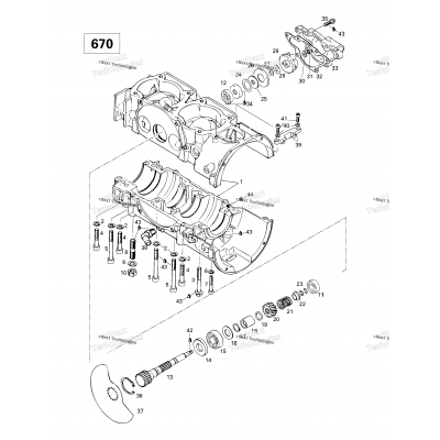 Crankcase, Rotary Valve, Water Pump (670)