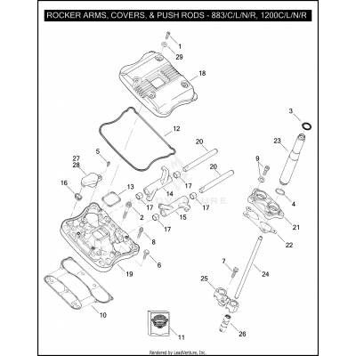 ROCKER ARMS, COVERS, & PUSH RODS - 883/C/L/N/R, 1200C/L/N/R