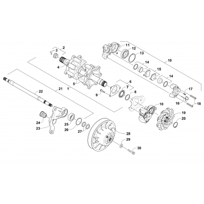 DRIVE TRAIN SHAFTS AND BRAKE ASSEMBLIES