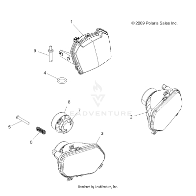 ELECTRICAL, HEADLIGHTS - A19SHE57FP (49ATVHEADLTASM09SPXP850I)