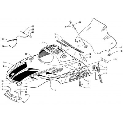 HOOD AND WINDSHIELD ASSEMBLY