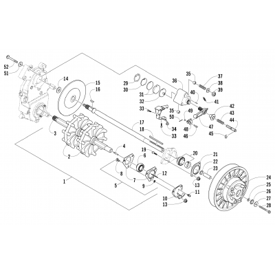 DRIVE TRAIN SHAFT AND BRAKE ASSEMBLIES