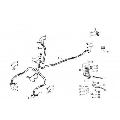 HYDRAULIC BRAKE HOSE AND HAND BRAKE ASSEMBLY