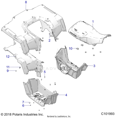 BODY, REAR CAB, SEAT and FOOTWELLS - A20SEF57C1/S57C1/C2/C5/C9/CK/CY/F1/F2/E1/E2/E5/EK (C101993)