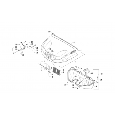 HOOD AND HEADLIGHT ASSEMBLY