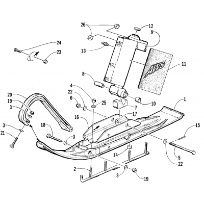 SKI AND SPINDLE ASSEMBLY