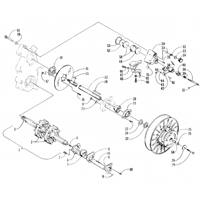 DRIVE TRAIN SHAFTS AND BRAKE ASSEMBLIES