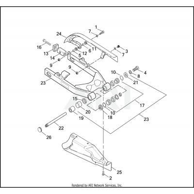 REAR FORK, DEBRIS DEFLECTOR & BELT GUARD