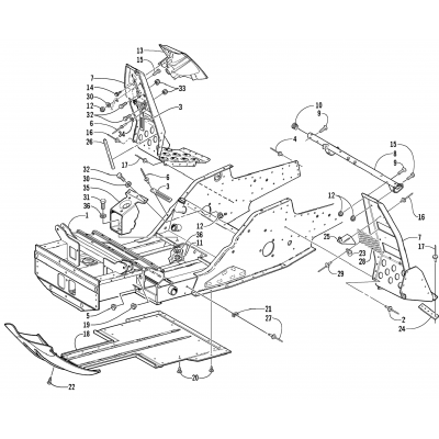 FRONT FRAME AND FOOTREST ASSEMBLY