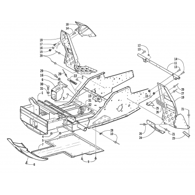 FRONT FRAME AND FOOTREST ASSEMBLY