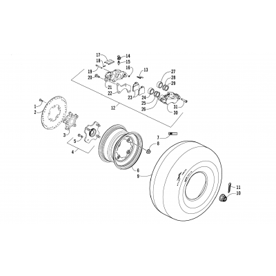 REAR WHEELS AND BRAKE ASSEMBLY