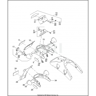 TAIL LAMP, REAR TURN SIGNALS & LICENSE PLATE BRACKET