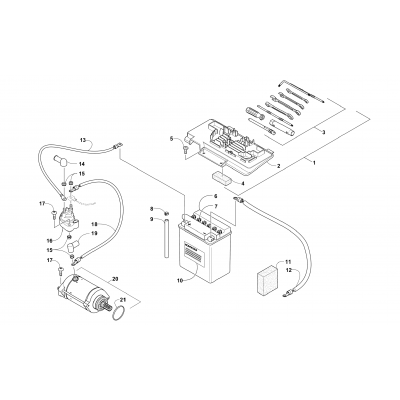 BATTERY AND STARTER ASSEMBLY