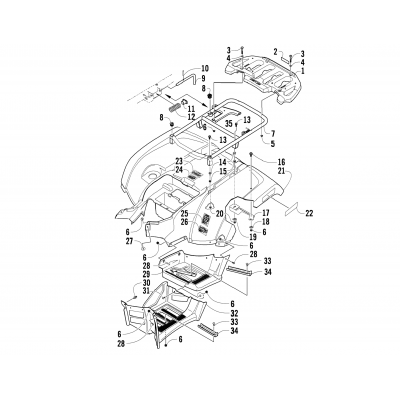 REAR RACK, BODY PANEL, AND FOOTWELL ASSEMBLIES