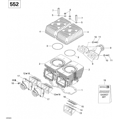 01- Cylinder, Exhaust Manifold And Reed Valve V2