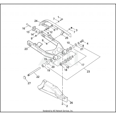 REAR FORK, DEBRIS DEFLECTOR & BELT GUARD