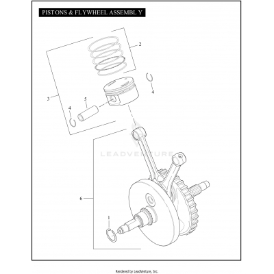 PISTONS & FLYWHEEL ASSEMBLY - TWIN CAM 96™