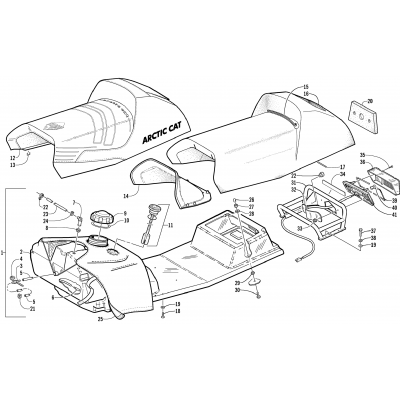 GAS TANK, SEAT, AND TAILLIGHT ASSEMBLY