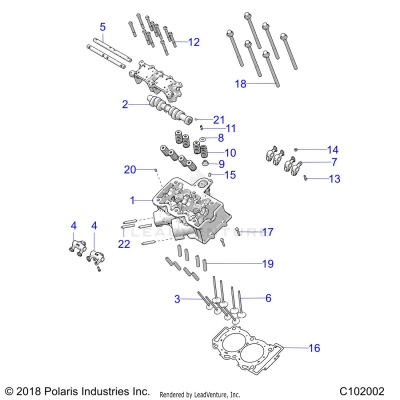 ENGINE, CYLINDER HEAD, CAM and VALVES - A25SVE95PG (C102002)