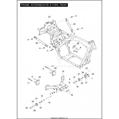 FRAME, INTERMEDIATE & FORK, REAR
