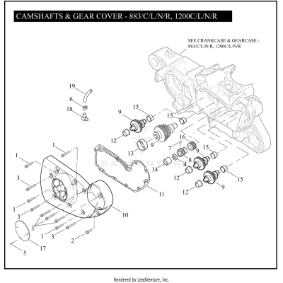 CAMSHAFTS & GEAR COVER - 883/C/L/N/R, 1200C/L/N/R