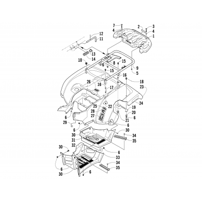 REAR RACK, BODY PANEL, AND FOOTWELL ASSEMBLIES