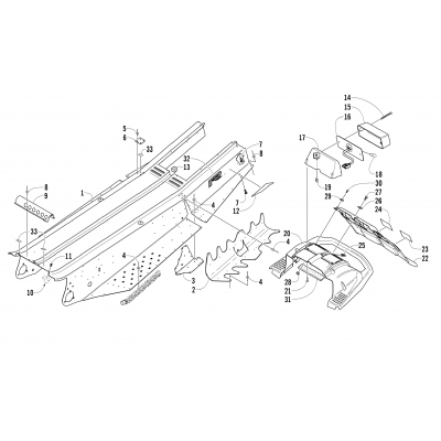 TUNNEL, REAR BUMPER, AND TAILLIGHT ASSEMBLY