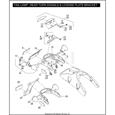 TAIL LAMP, REAR TURN SIGNALS & LICENSE PLATE BRACKET