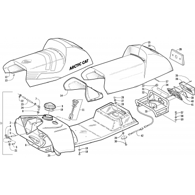 GAS TANK, SEAT, AND TAILLIGHT ASSEMBLY