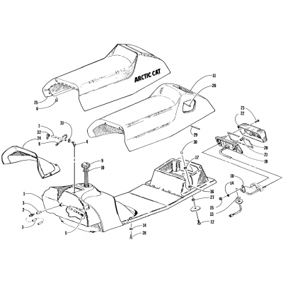 GAS TANK, SEAT, AND TAILLIGHT ASSEMBLY