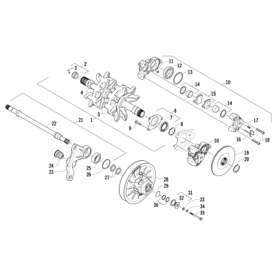 DRIVE TRAIN SHAFTS AND BRAKE ASSEMBLIES