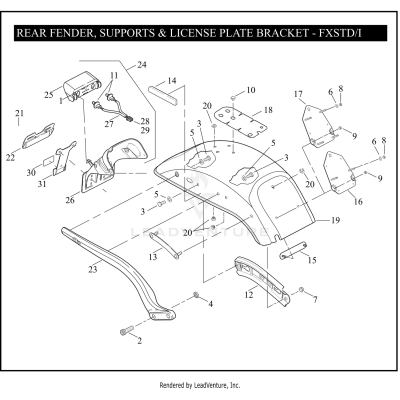 REAR FENDER, SUPPORTS & LICENSE PLATE BRACKET - FXSTD/I