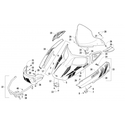 HOOD, WINDSHIELD, AND FRONT BUMPER ASSEMBLY