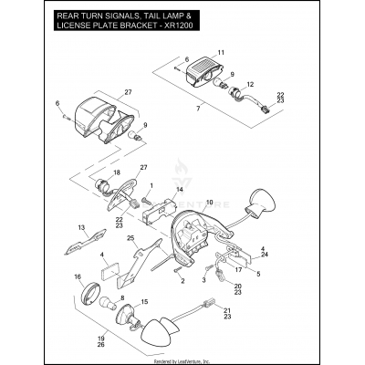 REAR TURN SIGNALS, TAIL LAMP & LICENSE PLATE BRACKET - XR1200