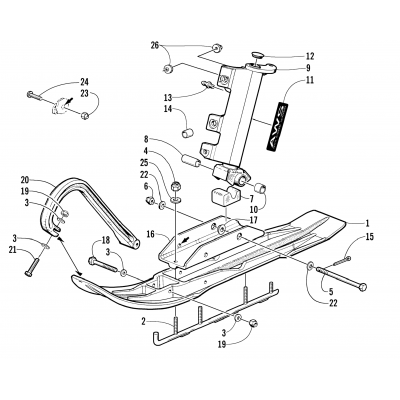 SKI AND SPINDLE ASSEMBLY