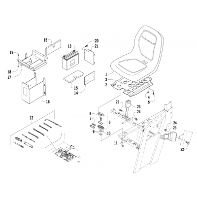 SEAT, BATTERY, AND TOOL KIT ASSEMBLY