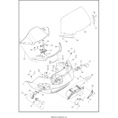 WINDSHIELD, FAIRING AND HEADLAMP - FLTRK
