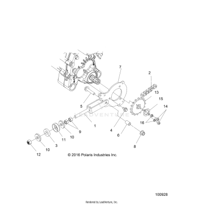 DRIVE TRAIN, CHAIN TENSIONER AND SPROCKET - A17HAA15N7 (100928)