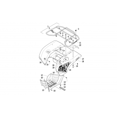 REAR RACK, BODY PANEL, AND FOOTWELL ASSEMBLIES