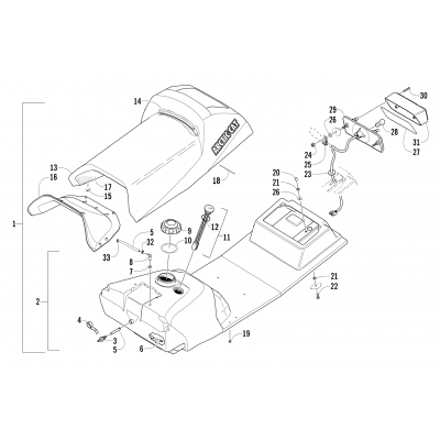 GAS TANK, SEAT, AND TAILLIGHT ASSEMBLY