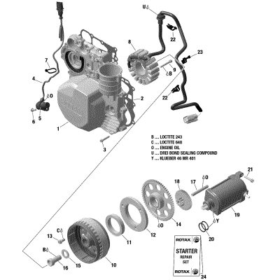 01 ROTAX - Engine - Magneto / Electric Starter - 600 ACE