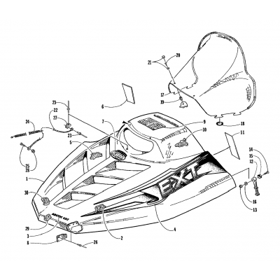 HOOD AND WINDSHIELD ASSEMBLY